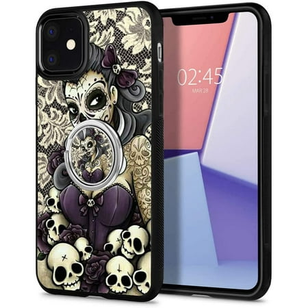 Sugar Skull iPhone 11 Case with Grip Ring Holder Multi-Function Cover Slim Soft and Hard Tire Shockproof Protective Phone Case Slim Hybrid Shockproof Case for iPhone 11 Sugar Skull iPhone 11 Case with Grip Ring Holder Multi-Function Cover Slim Soft and Hard Tire Shockproof Protective Phone Case Slim Hybrid Shockproof Case for iPhone 11